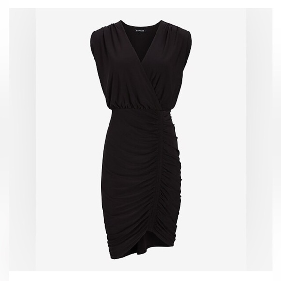 NWT Express Black Asymmetrical Draped Dress - Picture 3 of 6
